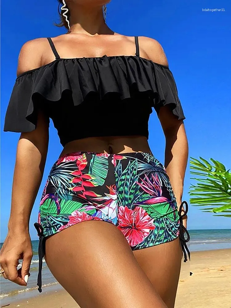 Mulheres de banho de duas peças biquíni 2024 maiô feminino cintura alta push up biquini vintage maiô beachwear feminino conjunto biquinis