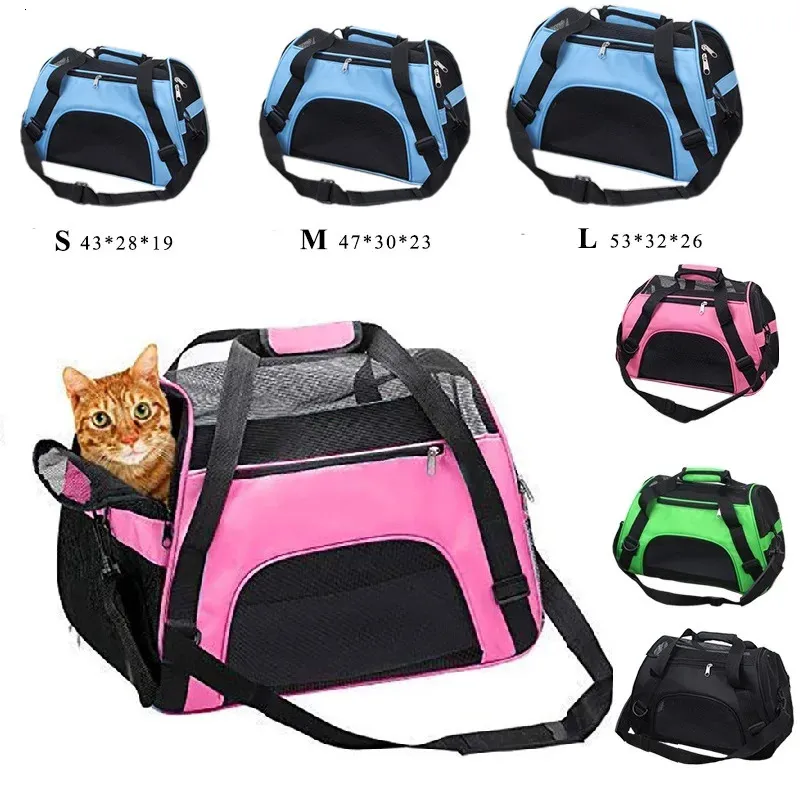 Cat Bags Portable Dog Bag Mesh Breathable Bags for Small Dogs Foldable Cats Handbag Travel Pet Bag Transport Bag 240312