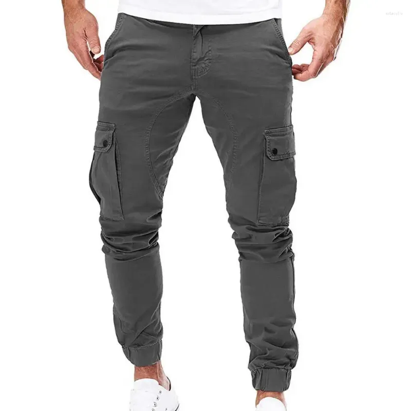 Pantaloni da uomo Pantaloni da lavoro da uomo Cargo traspirante con coulisse con multi tasche Vita elastica per vestibilità ampia alla caviglia