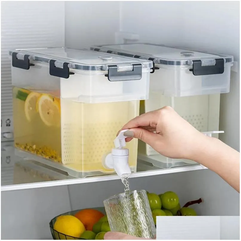 Bouteilles d'eau 3,5 / 6L Distributeur de boissons au réfrigérateur Grande capacité Bouilloire à thé à la limonade Été étanche pour la fête de pique-nique en plein air Livraison directe Ot5UK