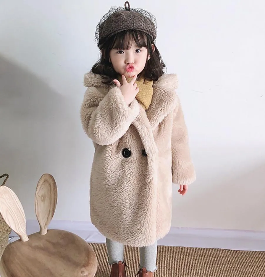 2020 Faux Fur Kids Coat Warm Winter Jacket Baby Girls Thick Children Outerwear Fleece Toddler Girl Windbreaker Snow Clothes LJ20119953036