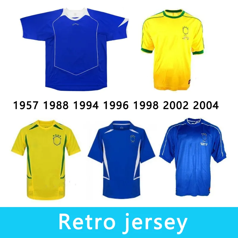 Retro Jersey 1988 1994 1996 1998 2002 2004 Brasil Classic Vintage Football Shirt Pele Garrincha Romario Ronaldo Ronaldinho Kaka Player Jersey