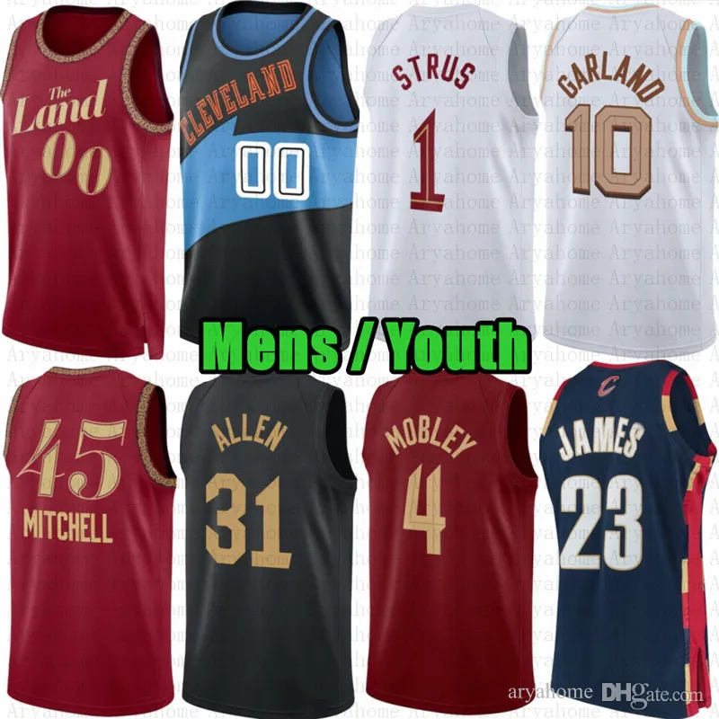 Personalizado Mens Juventude Donovan Mitchell Basquete Jersey Darius Garland Evan Mobley Jarrett Allen Clevelands Cavalier Isaac Okoro Max Strus Dean Wade Caris LeVert City