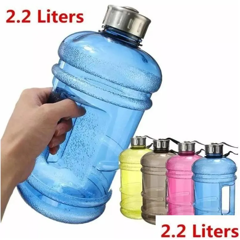 Water Bottle 2.2L Sports Jug Sport Fitness Travel Hiking Large Bottles Drop Delivery Dhdva