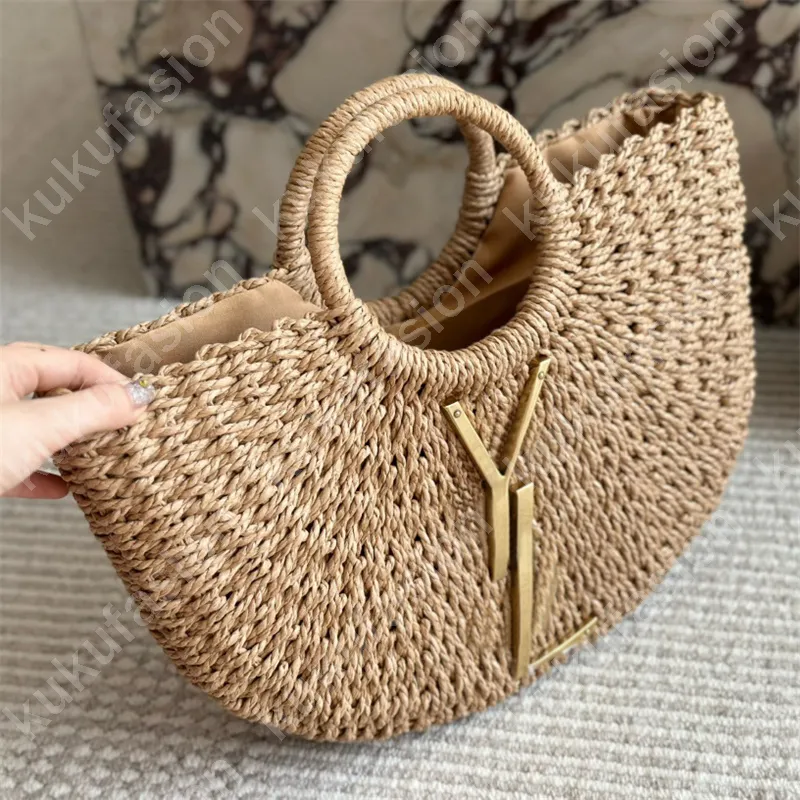 Kadın Straw Tote Çanta Lüks Plaj Çantaları Erkek Hobos Çantaları Büyük Harfler Altın Tokalı Yaz Çantalar Tasarımcı Lady Fashion Toates Bag