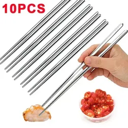 10PC Stainless Steel Chopsticks Reusable and Non slip Chinese Chopsticks Sushi Food Stick for Home Kitchen Tableware Set 240105