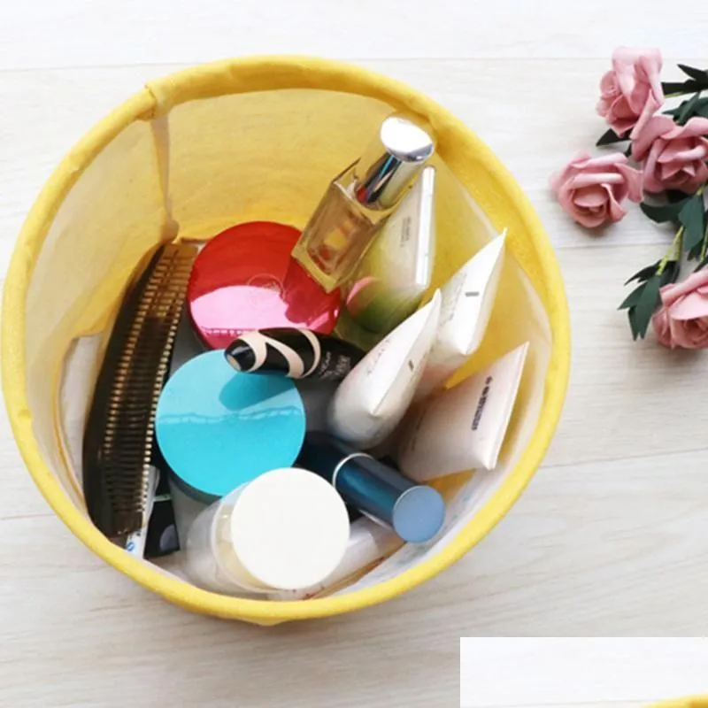 Storage Baskets Desktop Basket Cute Printing Waterproof Organizer Cotton Linen Sundries Box Cabinet Underwear Bag Drop Deli Homefavor Dh5Tk