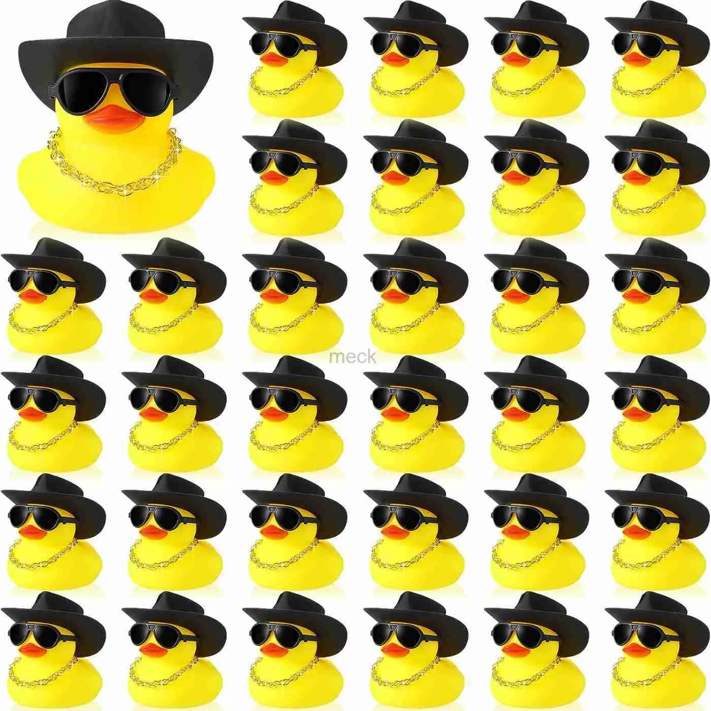 Giochi con la sabbia Divertimento in acqua 48 set Anatra di gomma da cowboy Anatra con squeaky Anatra di gomma gialla Giocattolo da bagno per feste Duckies Decorazione cruscotto in gomma per auto Giocattoli da bagnetto per bambini 240321