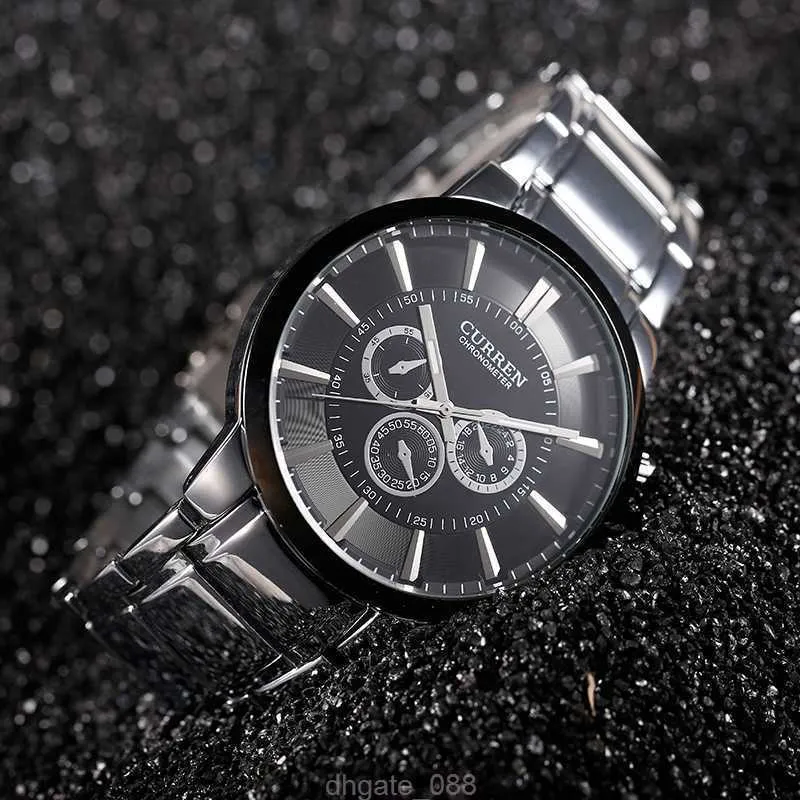 Top relógio de luxo marca curren estilo simples clássico quartzo relógios pulso aço completo à prova dwaterproof água relógio masculino esportes