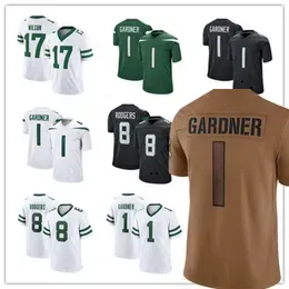 ``jets``Football Jerseys 8 Aaron Rodgers 1 Ahmad Sauce Gardner 17 Garrett Wilson 2 Zach Wilson 20 Breece Hall 10 Allen Lazard 12 Joe Namath 95 Quinnen Williams 2023