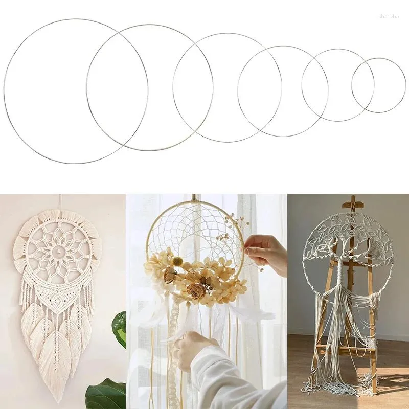 Decoração de festa 1 peça ferro casamento prata círculo diy sonho apanhador vento carrilhão acessórios casa suprimentos artesanato artesanal