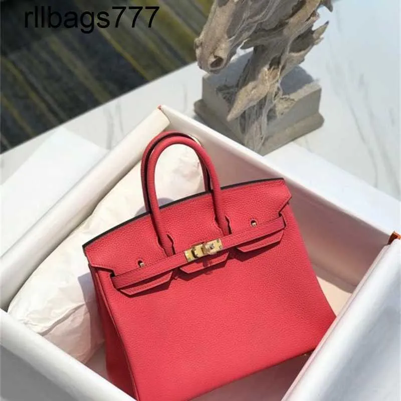 Véritable cuir Bk sac à main fourre-tout complet concepteur manuel fil de cire couture Bk25cm rouge vif Epsom Togo vache or bouton Top sacs faits à la main