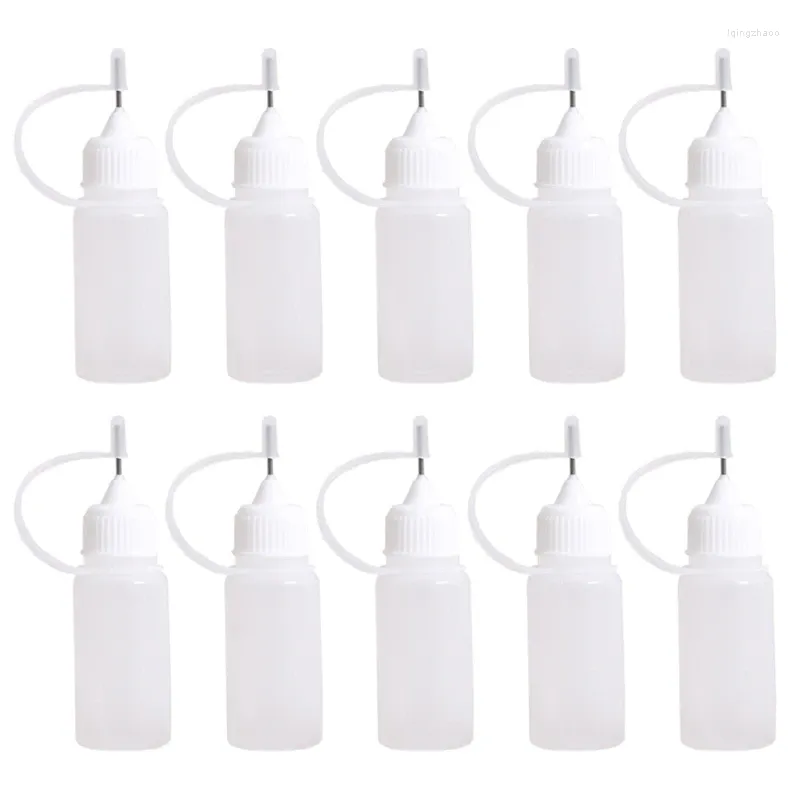 Bouteilles de stockage 10pcs 30ml en plastique à pointe compressible applicateur compte-gouttes avec capuchons d'aiguille pour colle huile liquide