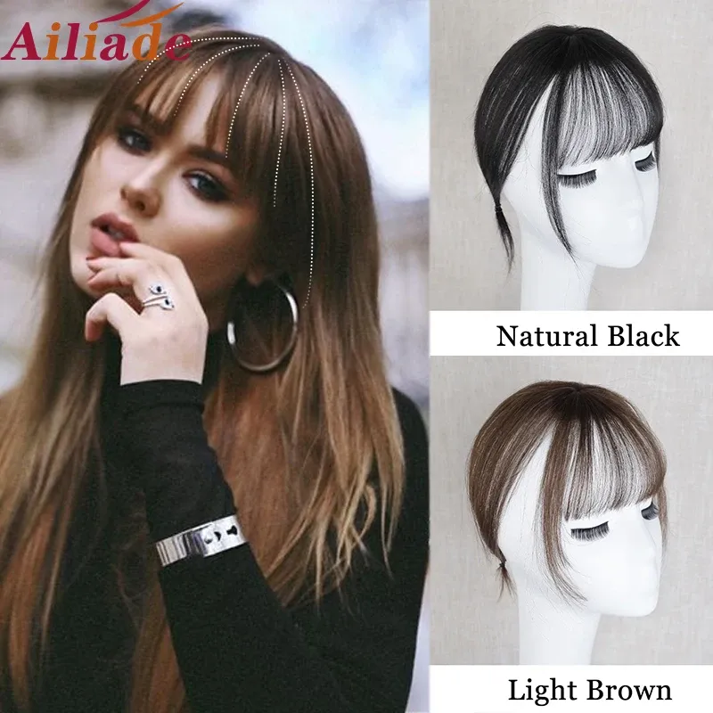 Pony Ailiade 360 Onzichtbare Synthetische Hoge Temperatuur Haar Naadloze Pony Clip In Bang Fringe Haarsluiting Met Pony Voor Vrouwen