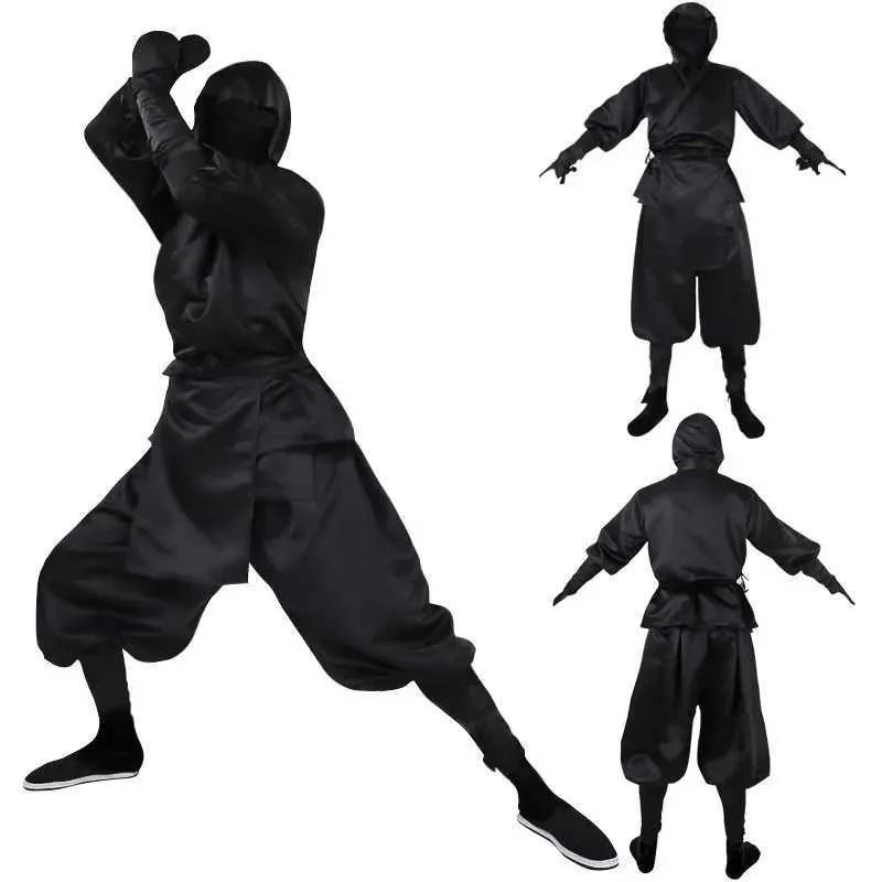 cosplay Fantasias de Anime Halloween está aqui.O desempenho do conjunto de RPG ninja preto e branco masculino japonês está aquiC24321