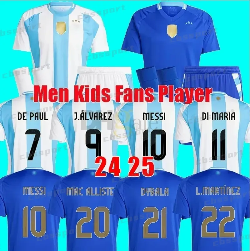 قمصان كرة القدم الأرجنتين 3 نجمة Messis 24 25 مشجعي الإصدار Mac Allister Dybala di Maria Martinez de Paul Maradona Child Kit Kit Men Women Football Shirt