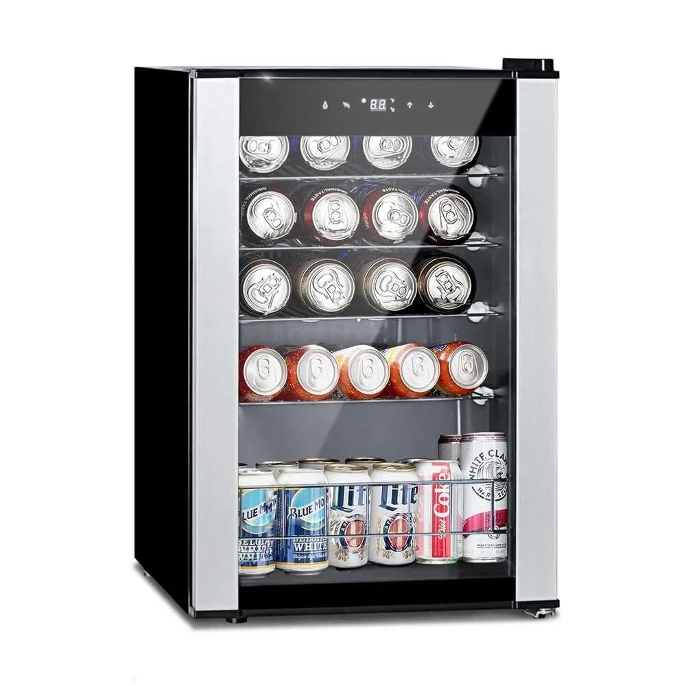 Smad kylskåp oberoende, 19 flaskkompressor Small Wine Cooler Kylskåp, lämplig för hushålls digital termostat och glasdörr, rostfritt stål