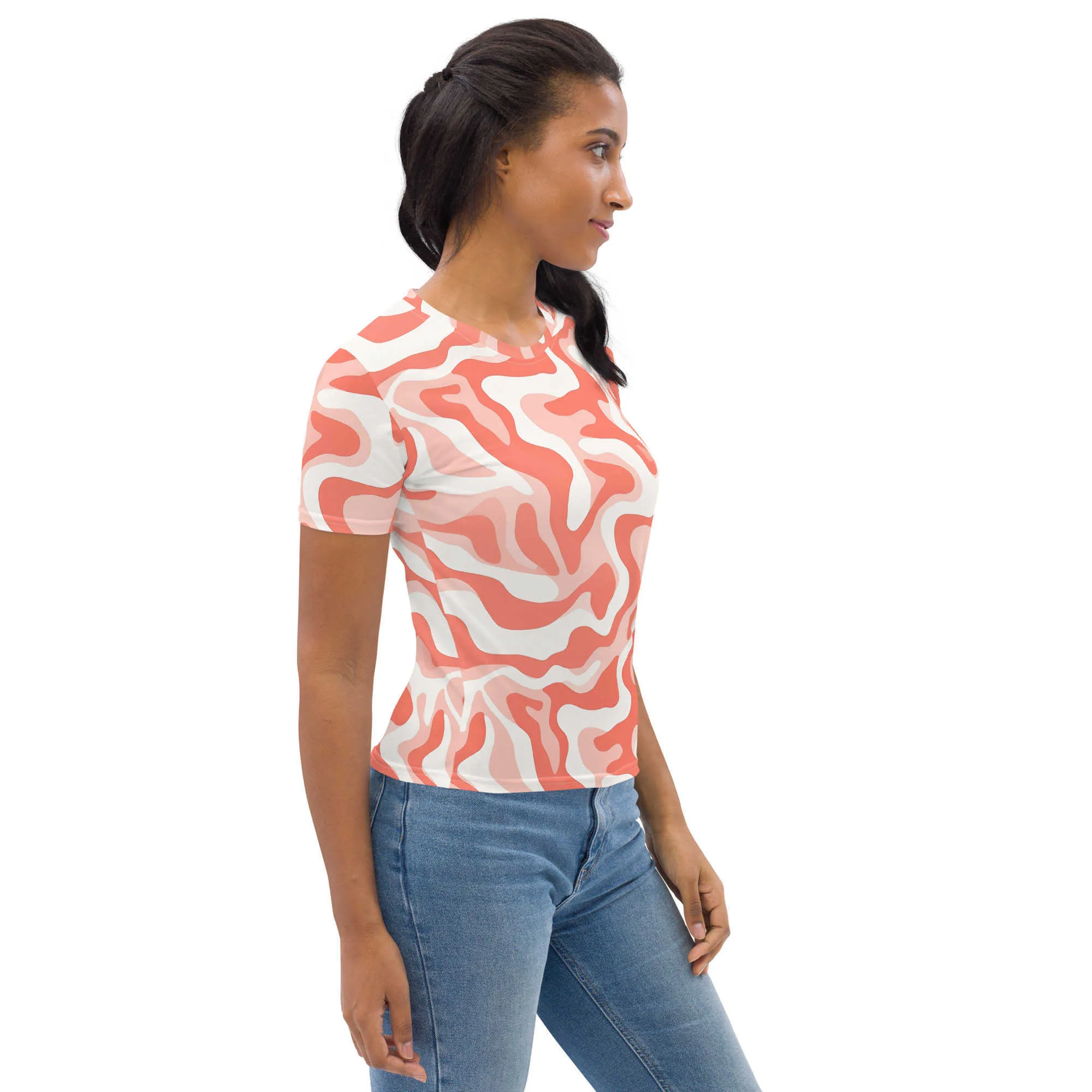 プレミアム特大のデザインのファッションフィットウェアトップソフトモダンカジュアルパーティークルーネックTシャツTシャツTシャツ女性レディーガール