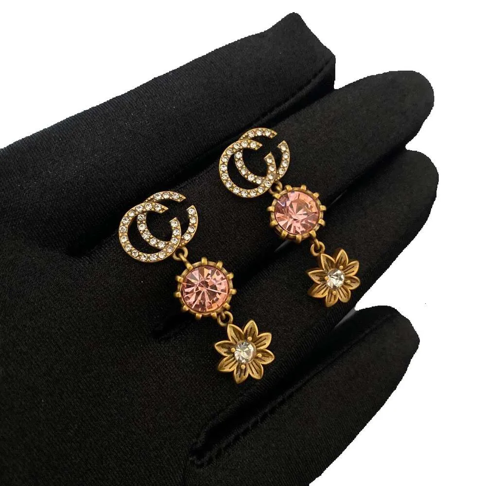 Designer Earrings Pink G Jewelry Gold Suower Diamond Earrings