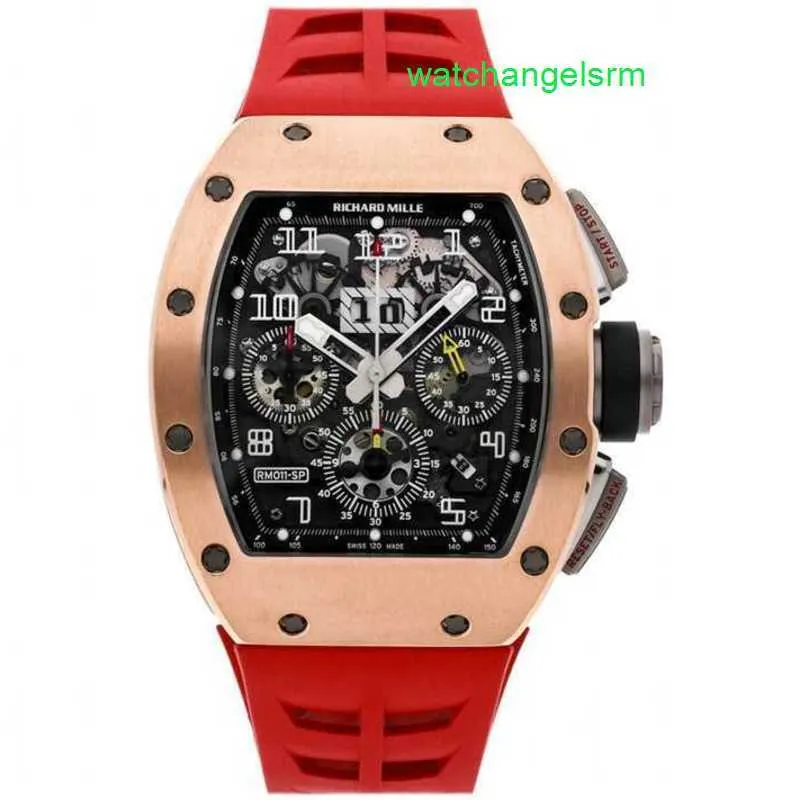 Fancy Wristwatch Elegance RM Wrist Watch RM011-SP CHRONOGRAPH Auto Gold Mens Strap Watch RM011 AJ RG