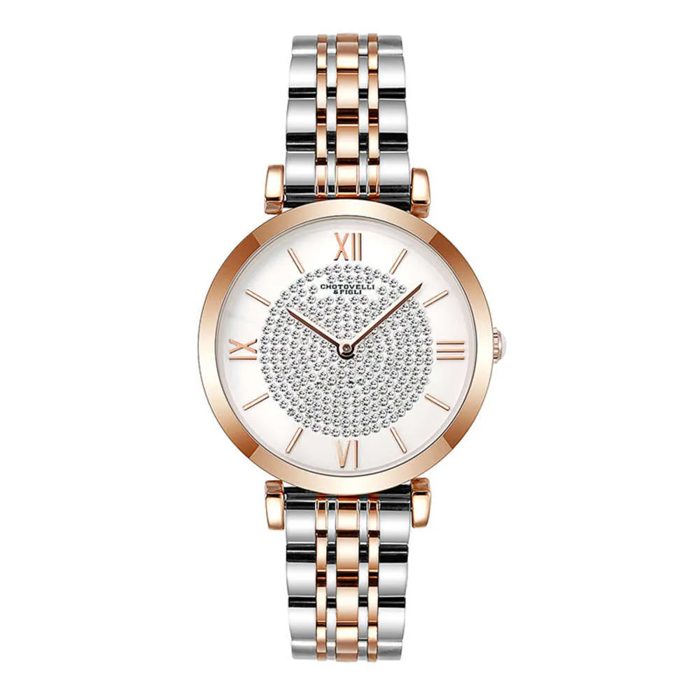 Montre pour femme étanche à la mode à quartz avec bracelet en acier entièrement diamanté Sky Star de marque