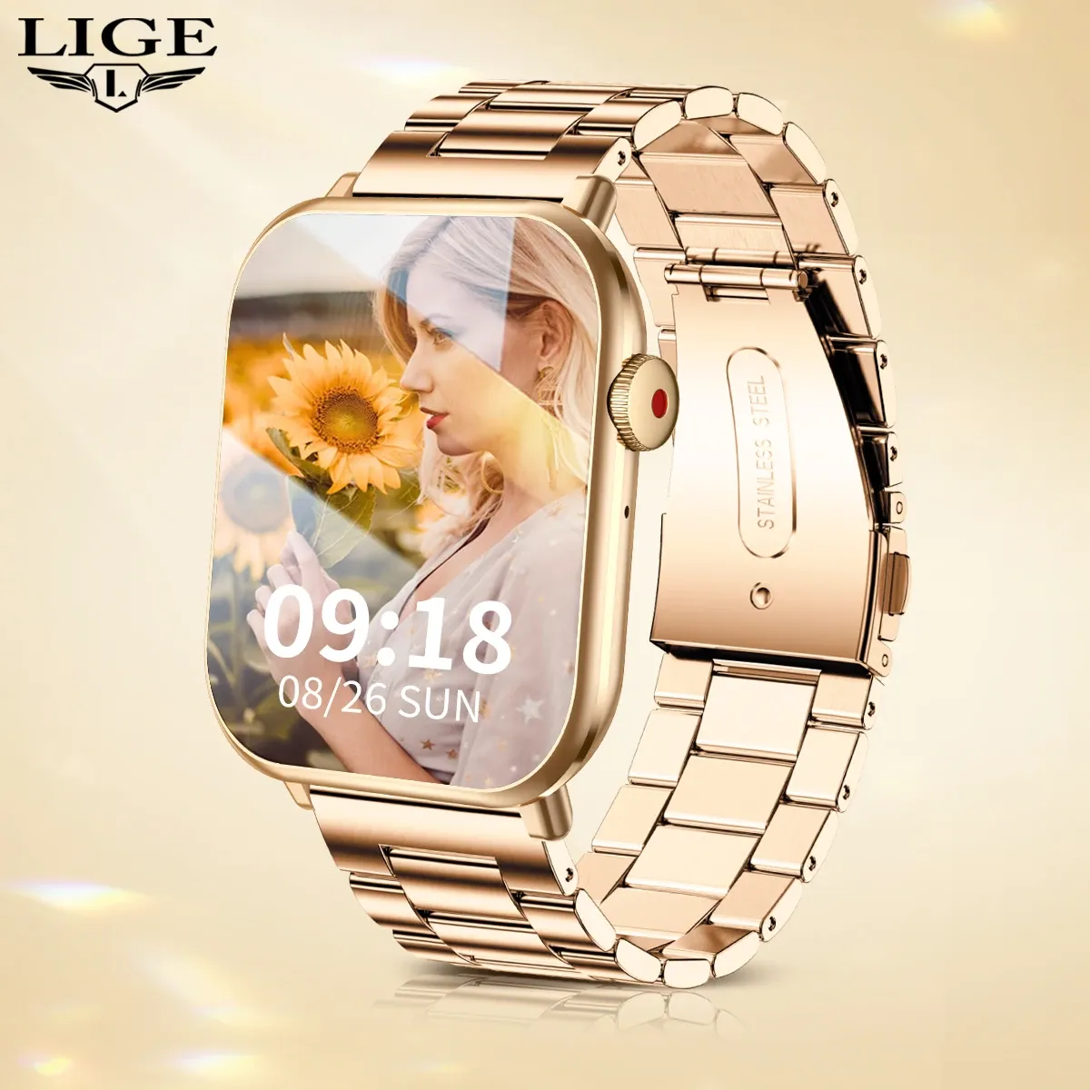 Watches LIGE Smart Watch BLE 5.2 Bluetooth Call 2023 New Woman Fitness Bracelet SpO2 Heart Rate Tracker Voice Assistant Smartwatch + BOX