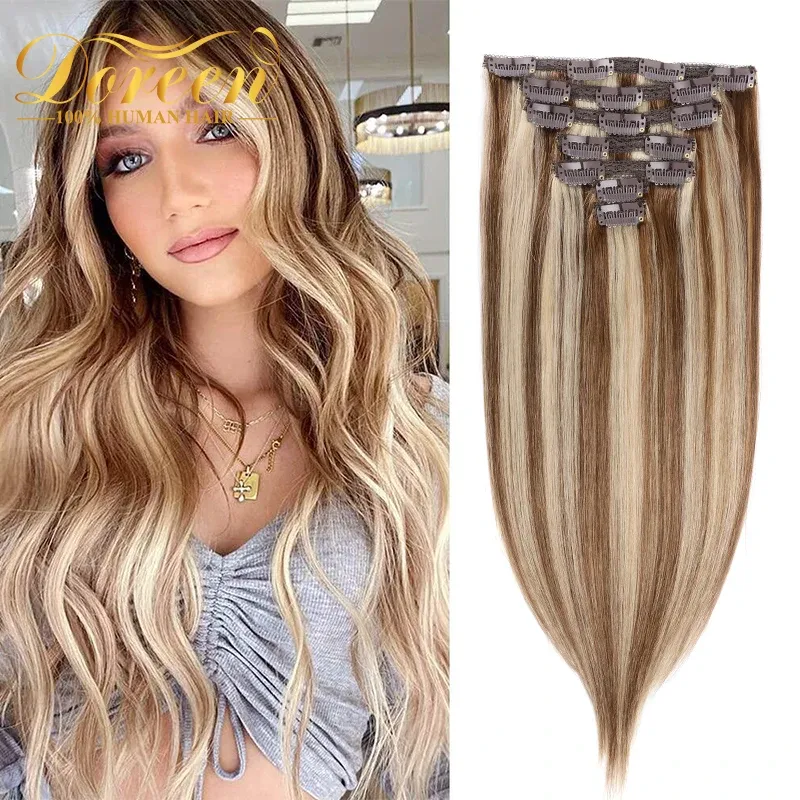 Extensions Doreen 160G 200G 240G Brown to Blonde Volume Series Brazilian Remy Clip In Human Hair Extensions Full Head 10Pcs 16 to 24 Inch