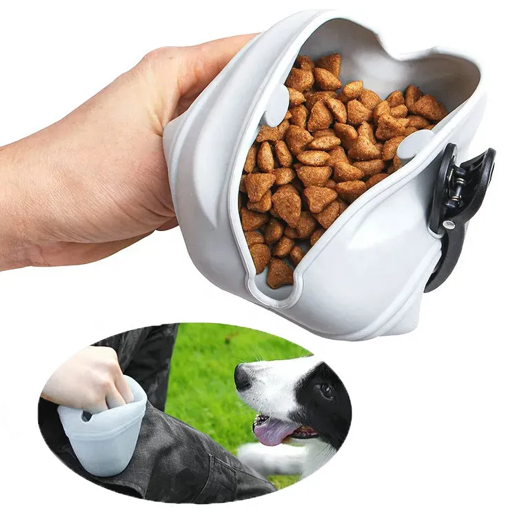 Portable Dog Training Waist Bag silicone Feeders Treat Snack Bait Dogs Obedience Agility Outdoor Food Storage Pouch Food Reward Waist Bags