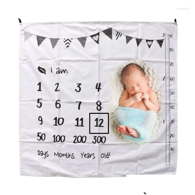 Decken wickeln 100x100 cm Baby Meilenstein -Pographie Hintergrund Requisiten Säugling DDDLE WRAPE BED Quilt Kinder Badetuch geborene Drop Lieferung Ma ot9ni