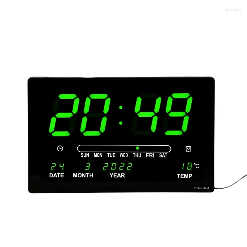 Orologi da parete LED Calendario perpetuo Orologio elettronico Allarme digitale Temperatura Tavolo Soggiorno Decorazione Verde