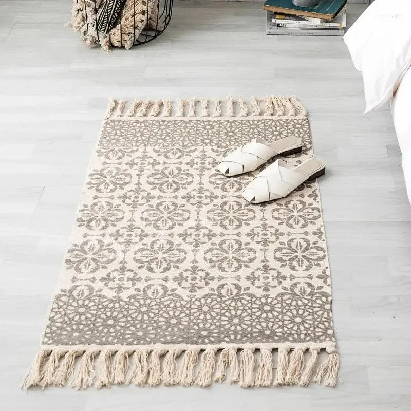 Carpets 60x90CM Retro Floor Mats Rectangle Decoration Small Carpet Household Non-Slip Foot Pad Nordic Ethnic Style Jacquard Mat