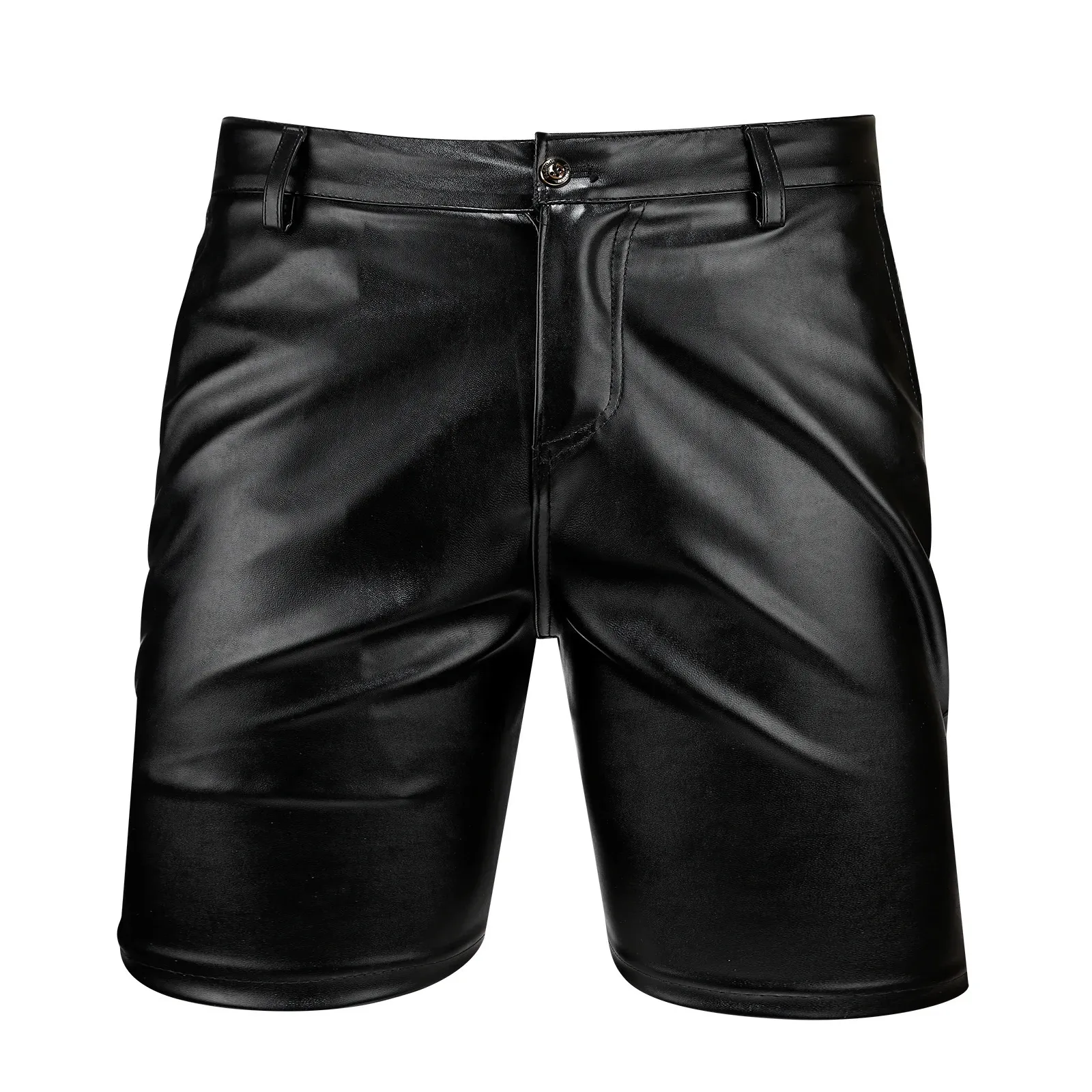 Herren Leder Shorts Elastic Fashion PU Leder Kurzhose Tanzparty 240320