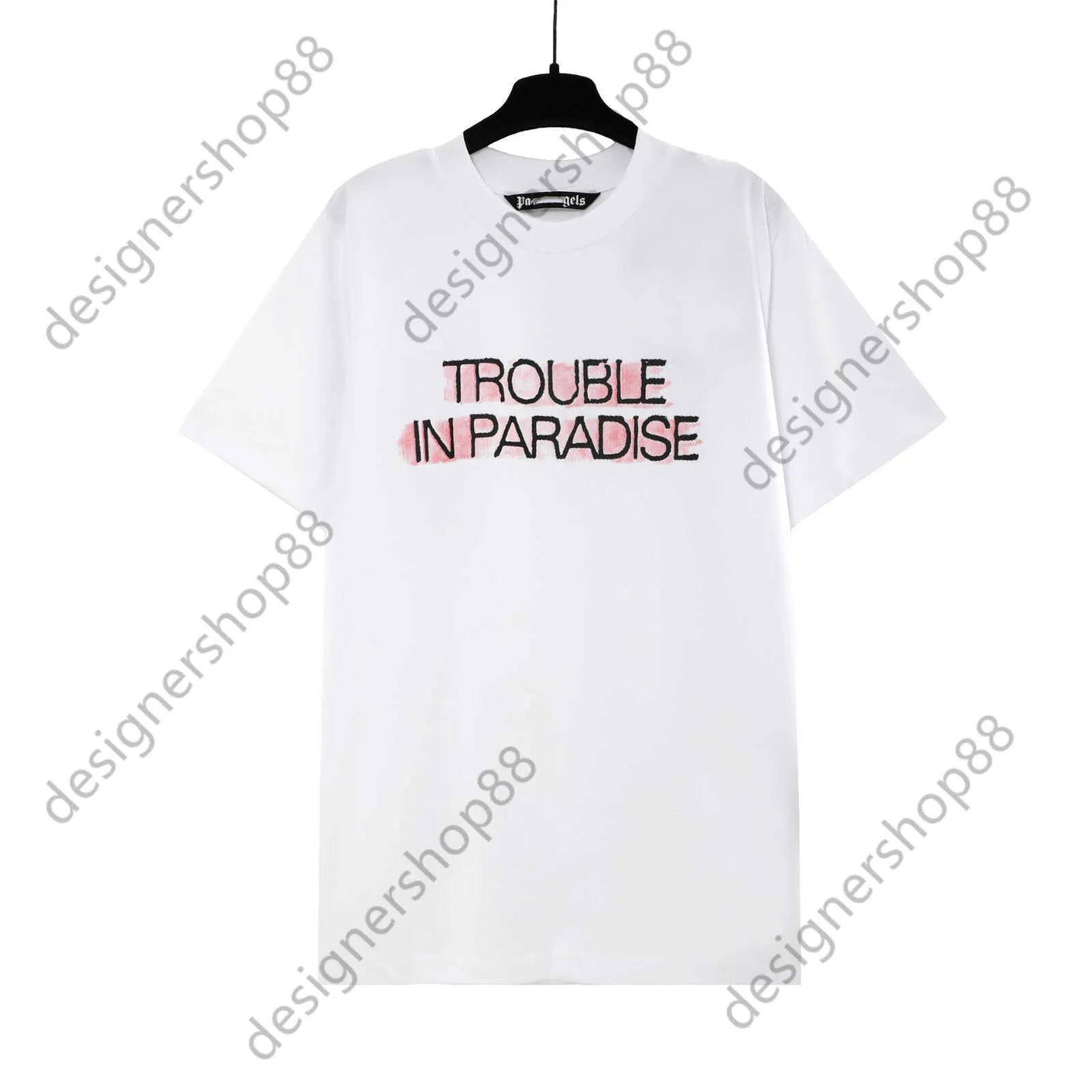 Tik Tok Influencer Same Designer Brand Pure Cotton White Brown Letter Printed Short SleeveT-shirt For Men And Womens High Street Ius