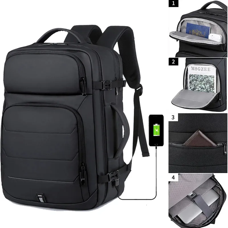 Zaini per laptop da 17 pollici espandibili da 17 pollici borse da taccuino impermeabile USB School Sports Traveling Pack zaino per maschio 240320