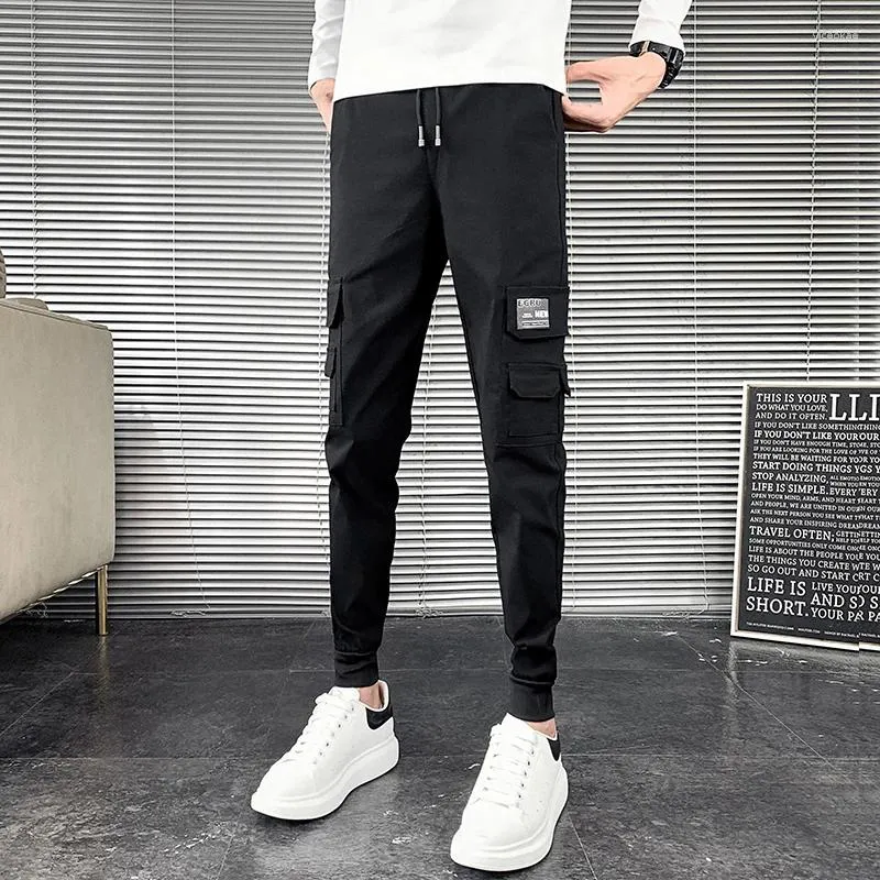 Calças masculinas primavera harem para homens roupas de luxo coreano todo o jogo magro ajuste casual corredores calças streetwear carga 36