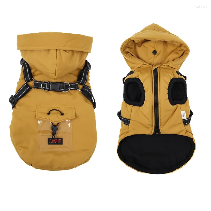 Vêtements pour chiens Veste d'hiver Manteaux chauds pour petits chiens moyens avec harnais Gilet polaire imperméable Costume de neige Tenue par temps froid