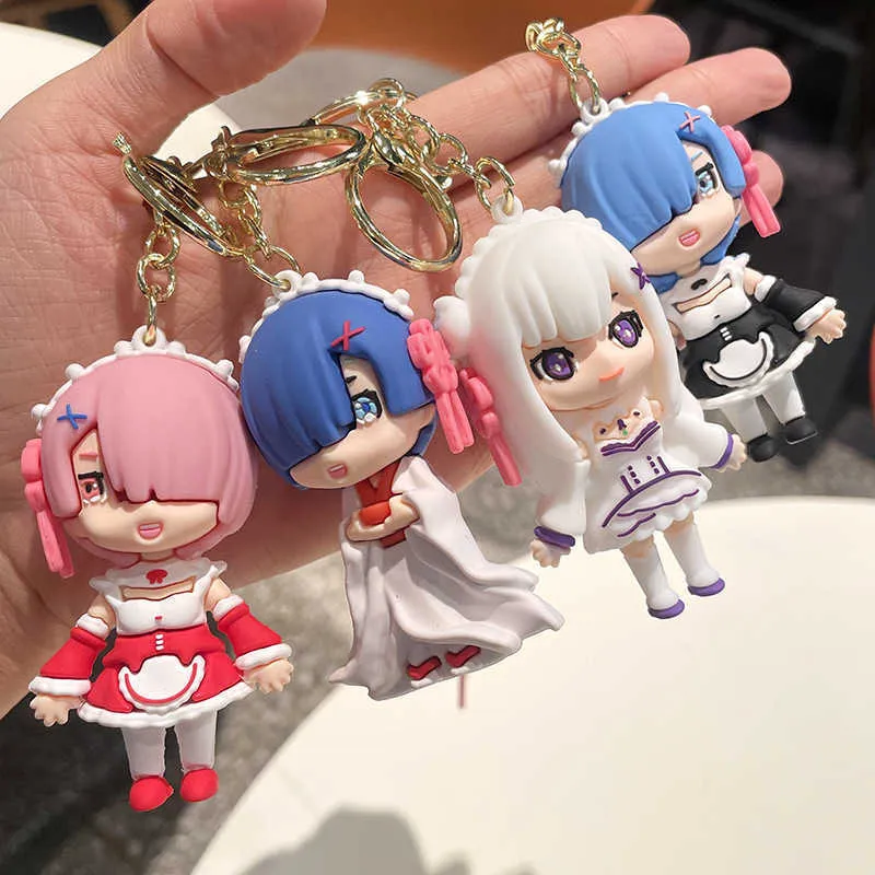 Börjar från grunden i en annan värld Rem Doll Pendants Keychains Anime Ornament Doll Nyckelringar Blindboxar