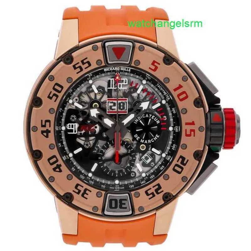 Crystal Automatic Wrist Watch RM Wristwatch RM032 Return Chronograph Diver Car Gold Mens Watch RG