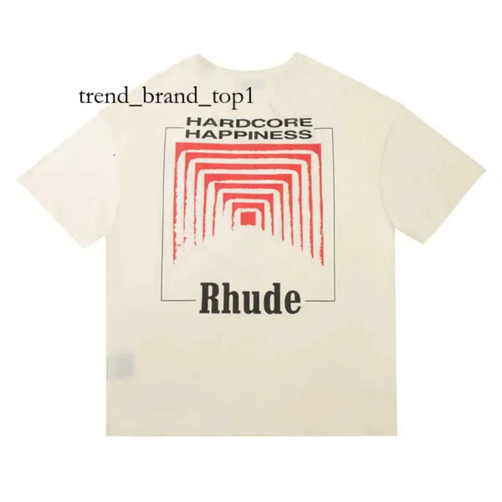 Męskie koszulki mężczyźni kobiety Vintage ciężka tkanina rhude pudełko Perspektywa lekko luźne topy wielokolorowe logo ładne T-shirt Rhude Rhude 9497