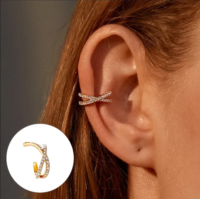 1pc punk metal 14k صفراء الذهب أذن الكفة مقطع للنساء لا مثقوب c شكل هندسي الأذن صغيرة الأذن التفاف مقاطع الأذن المجوهرات