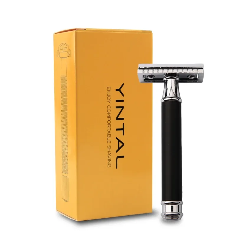 Bangs Yintal 1 Razor Brass Plating Men's Doubled Manual Razor Bytesbar bronsstil Mässingshandtag Rakning av hårborttagning