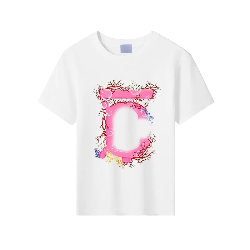 T-shirt per bambini BUR in puro cotone a maniche corte per bambini, abiti firmati per ragazzi e ragazze, magliette classiche in 10 colori, girocollo, top CSD2403216