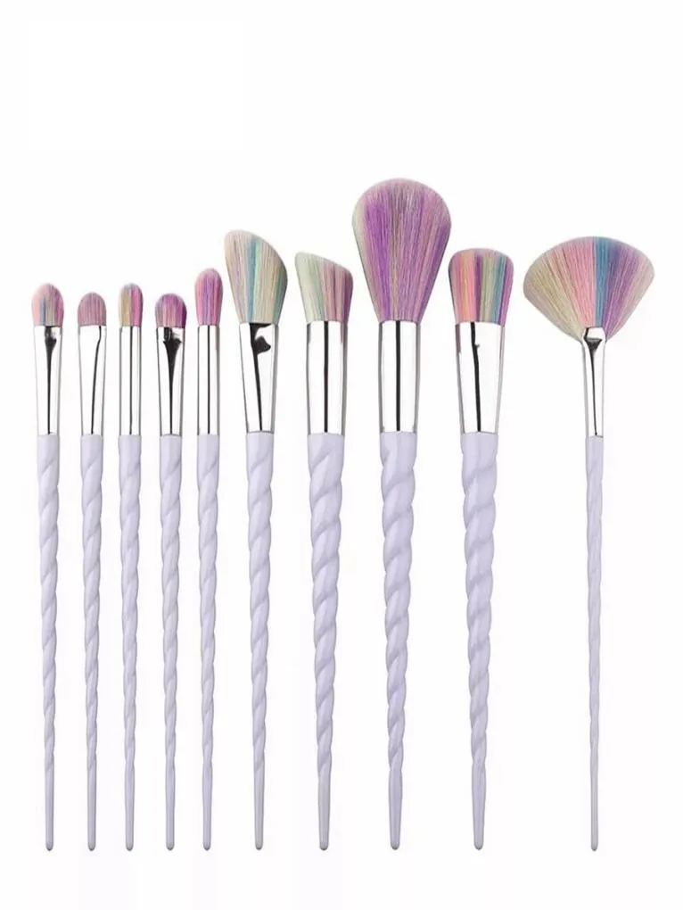 Fil coloré maquillage brosse ensemble fond de teint poudre ombre à paupières maquillage pinceaux cosmétique beauté maquillage outils 10 pièces ensemble RRA6799086279