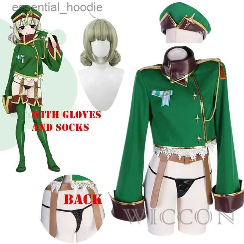 cosplay Costumi anime Gushing Over Magical Girls Araga Kiwi gioco di ruolo nuovo personaggio anime con parrucca leopardo uniforme militare cappello calze in pelleC24321