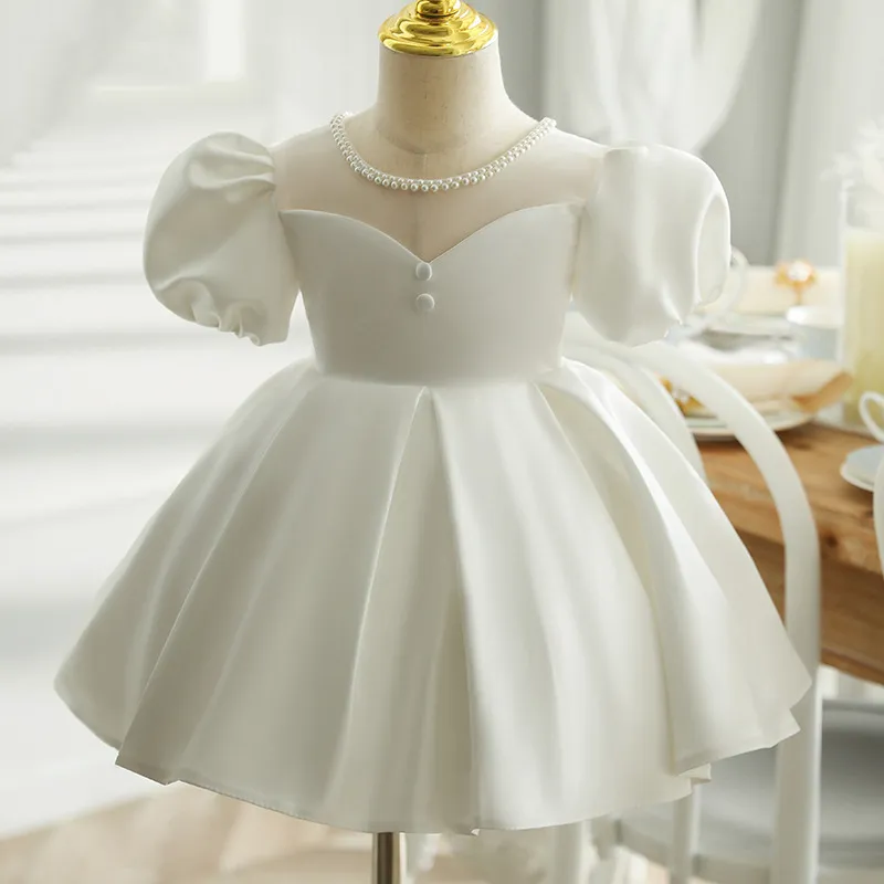 Słodkie białe klejnotowe sukienki kwiatowe sukienki dziewczyny dziewczyny dziewczyny spódnica dziewczyna codzienna sukienka dla dzieci noszona sz 221090