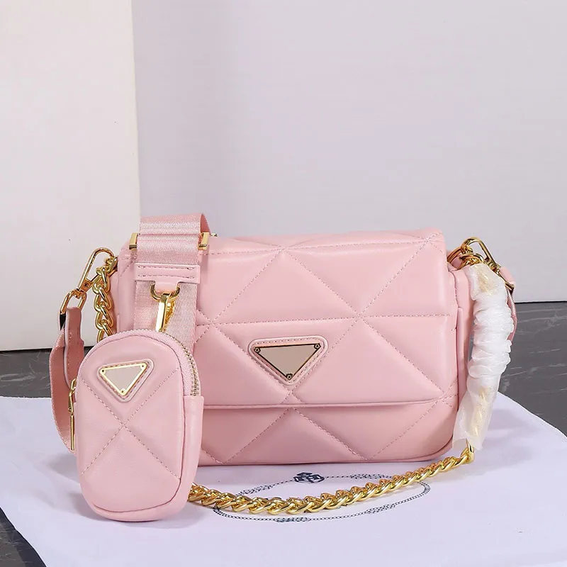 Luxury Prados Lingge Crossbody Bag Designer Mini Pink Womens Wallet Shoulder Bag Three In One Crossbody Bag Womens Fashion Medieval Chain Bag Underarm Bag