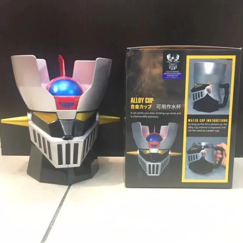 410ml Japanese Anime MAZINGER Z Transformation Robot Coffee Mugs with Lid Stainless Steel Cup Office Milk Tea Cups Drinkware 240307