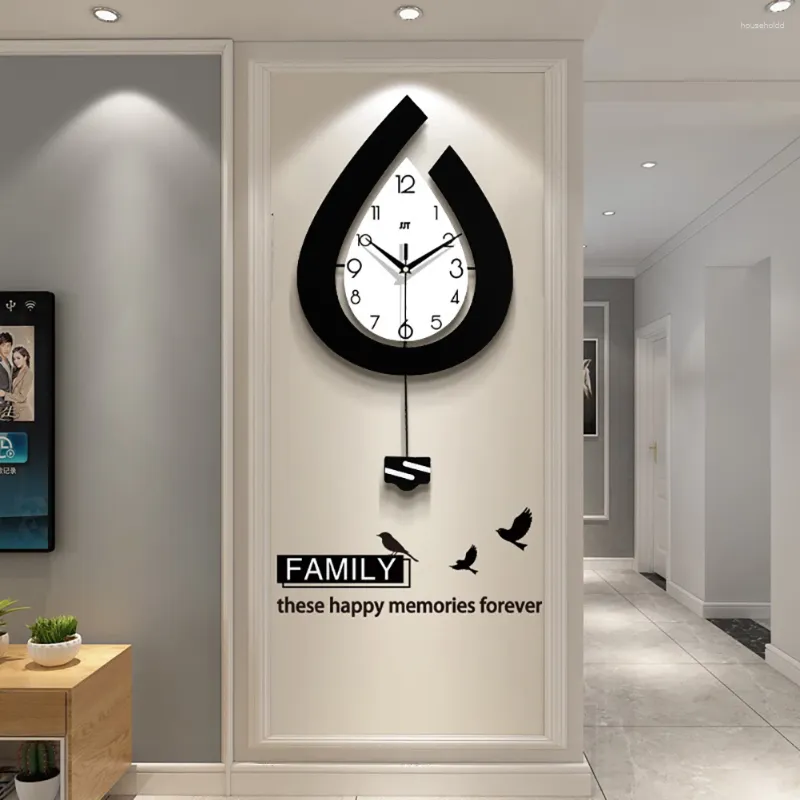 Wall Clocks Clock Water Drop Shaped Battery Operated Silent Elegant For Living Room Patio School