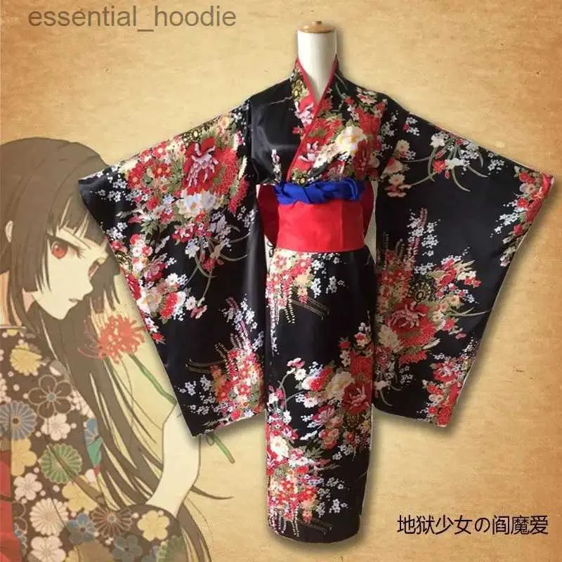 Cosplay Anime Kostüme 1 Satz Enma Ai Rollenspielset Kimono Anime Kostüm mit weißem Kragen Sonderzubehör für Halloween Party und BallspielzeugC24321