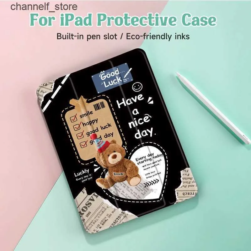 Tablet PC Cases Bags Retro stickers Case for iPad Air4/5 10.9infor iPad Pro 12.9 MiNi 4/5/6 CoverWith Pen HolderAuto Wake/Sleep CoverY240321Y240321